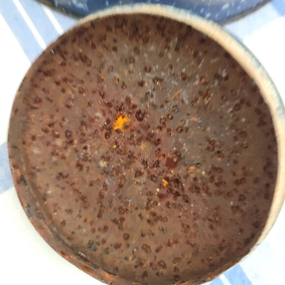 Vintage Dark Blue White Speckled  Enamelware Cowboy  Coffee Tea Kettle - Picture 4 of 5